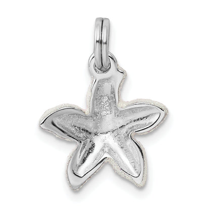 Sterling Silver Rhodium-Platedenameled Sparkle Starfish Charm