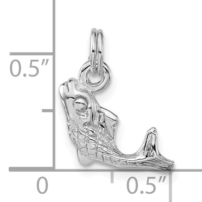 Sterling Silver 3-D Polished & Textured Fish Charm