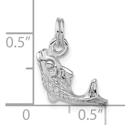 Sterling Silver 3-D Polished & Textured Fish Charm
