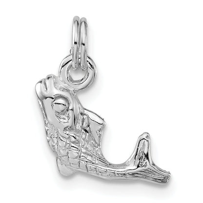 Sterling Silver 3-D Polished & Textured Fish Charm