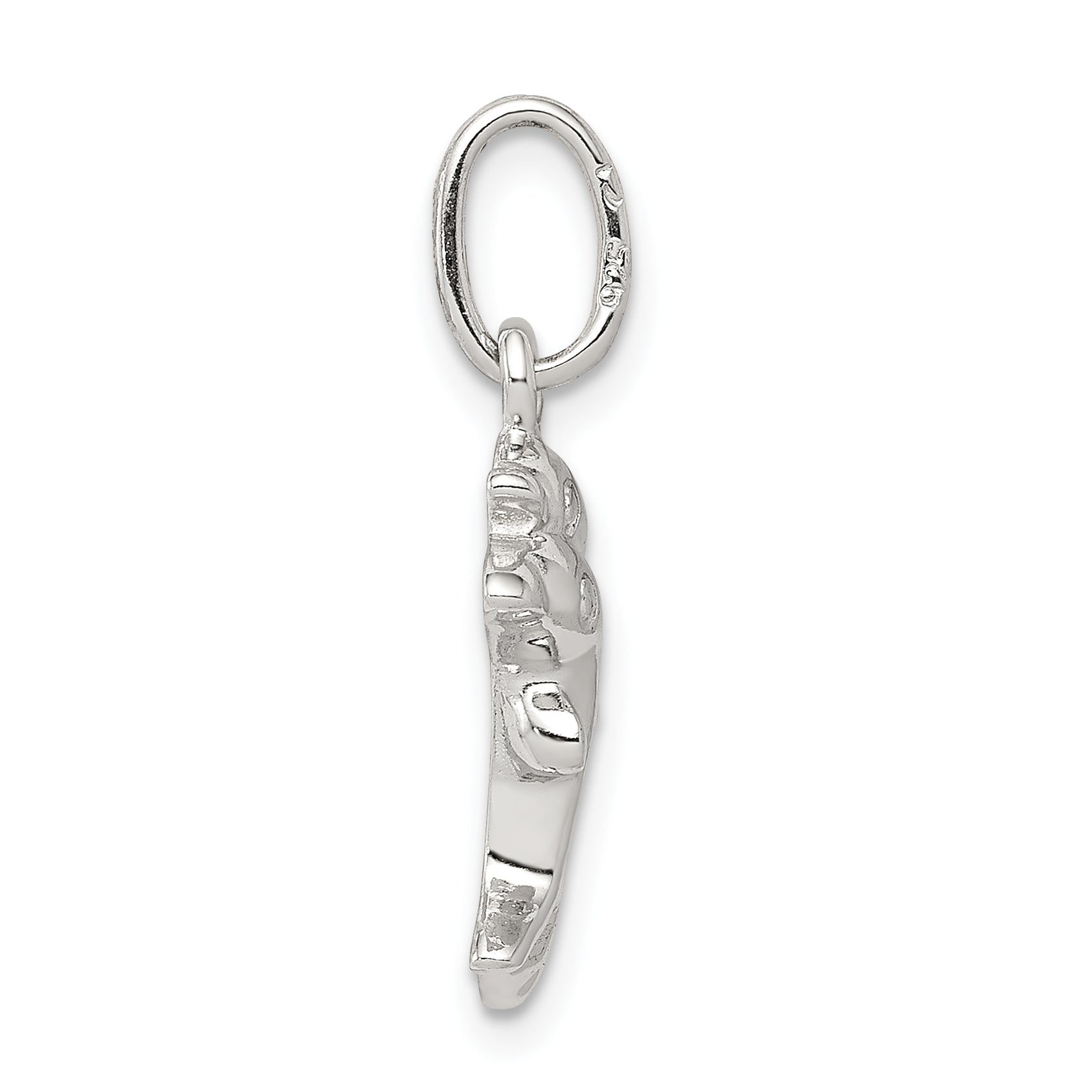 Sterling Silver Rhodium-Plated Polished Dolphin Charm