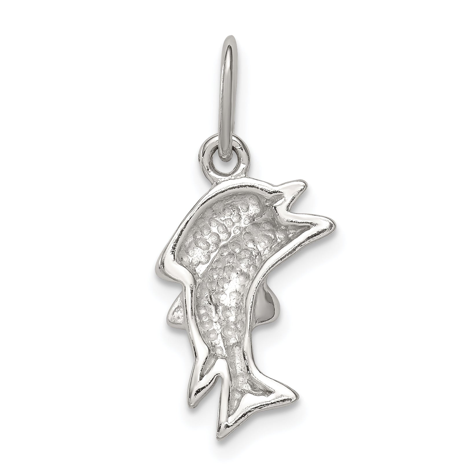 Sterling Silver Rhodium-Plated Polished Dolphin Charm