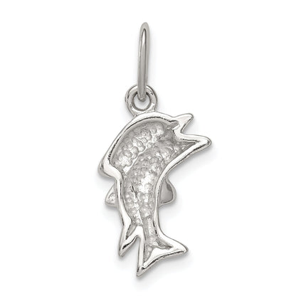 Sterling Silver Rhodium-Plated Polished Dolphin Charm
