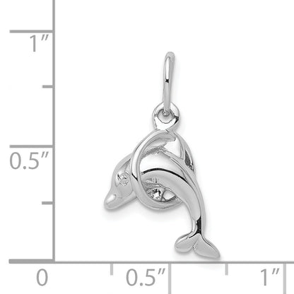 Sterling Silver Dolphin Diving Through Hoop Charm