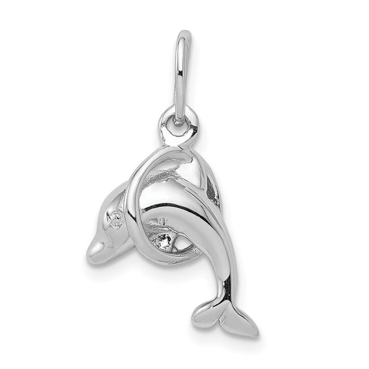 Sterling Silver Dolphin Diving Through Hoop Charm