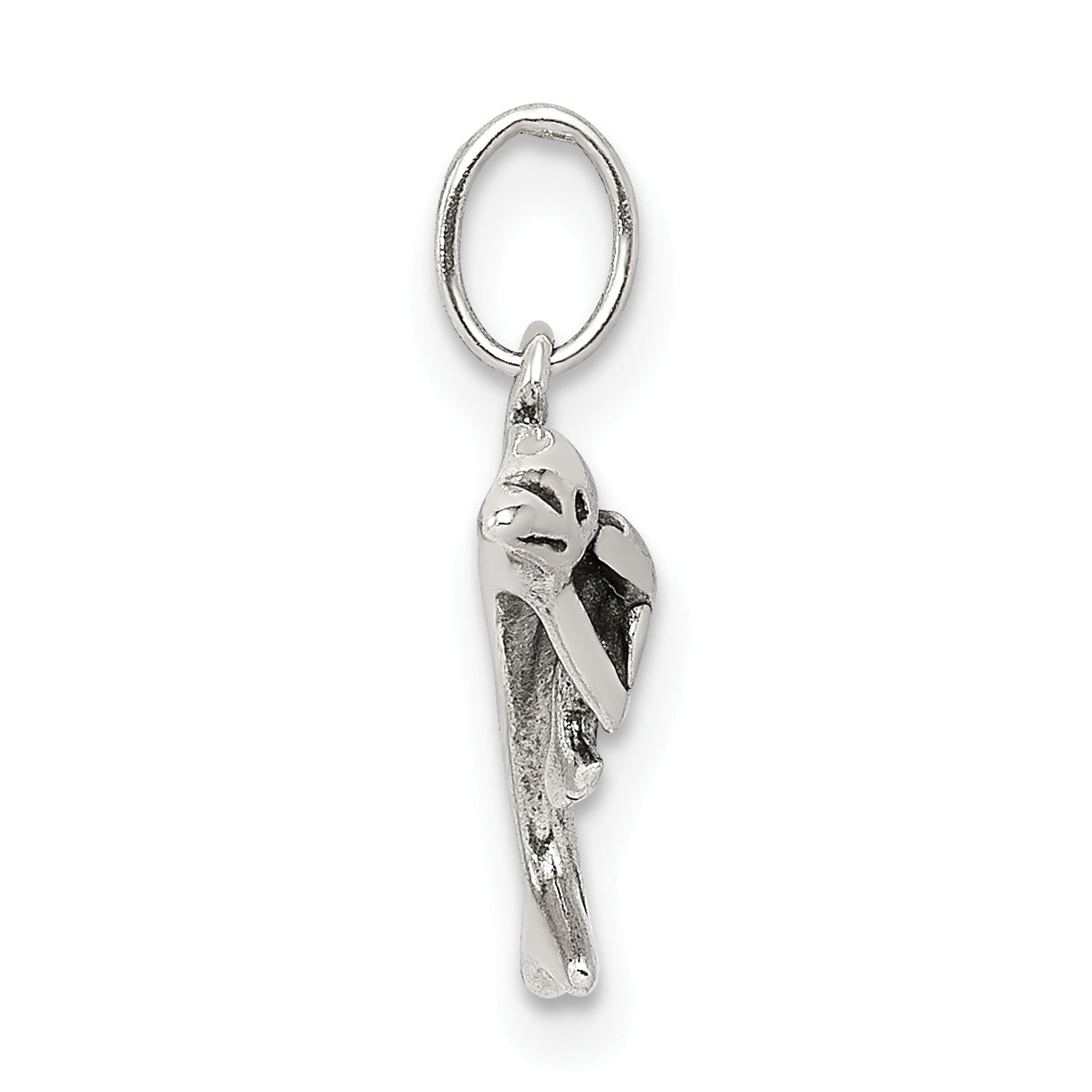 Sterling Silver Antiqued Dolphin W/Baby Charm