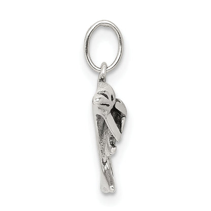 Sterling Silver Antiqued Dolphin W/Baby Charm