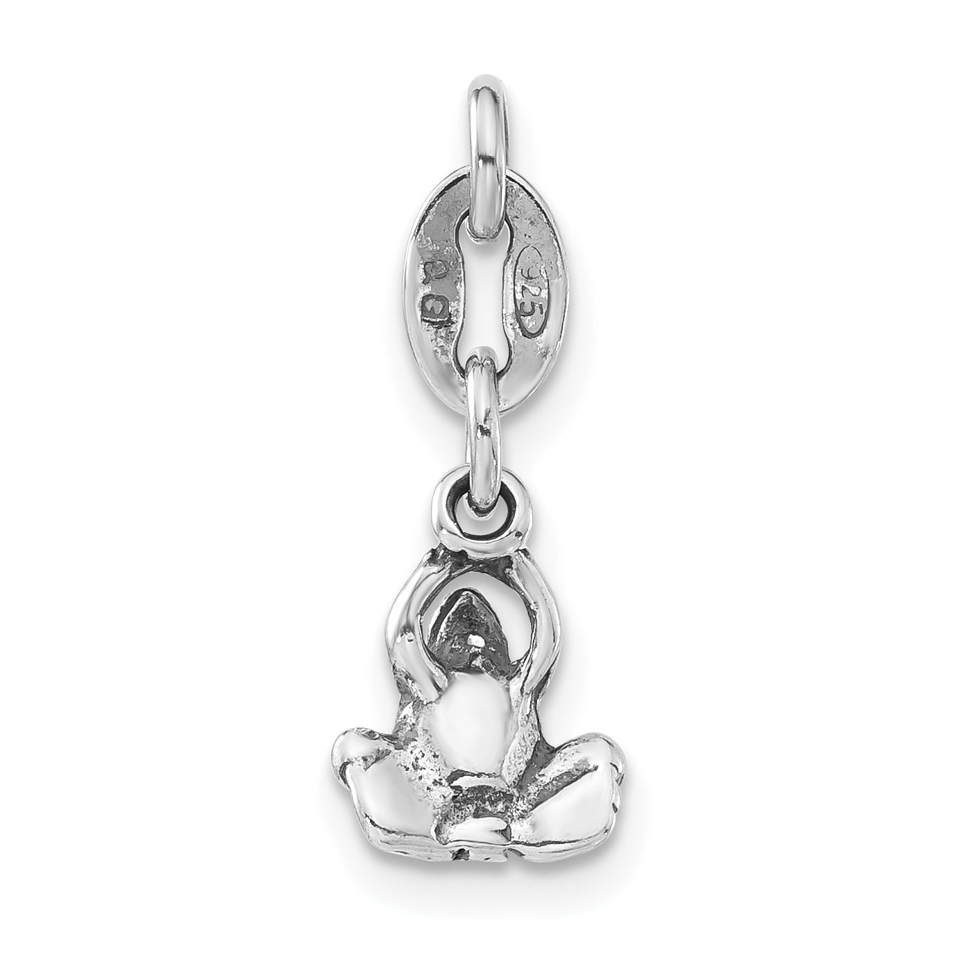 Sterling Silver Polished & Antiqued Frog Charm