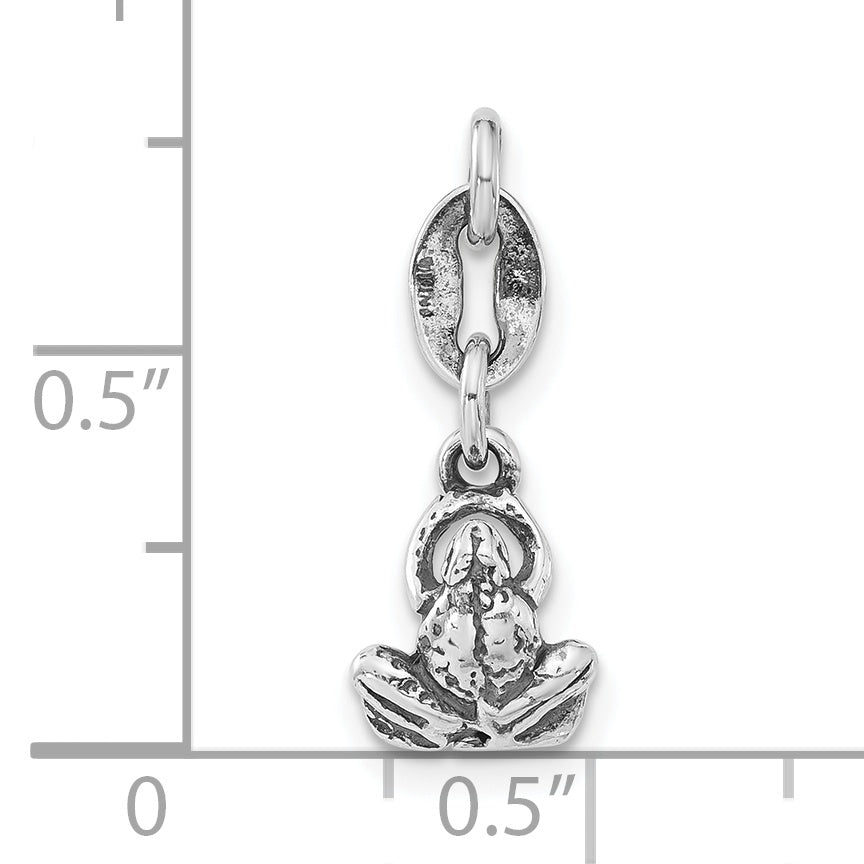Sterling Silver Polished & Antiqued Frog Charm