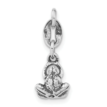 Sterling Silver Polished & Antiqued Frog Charm