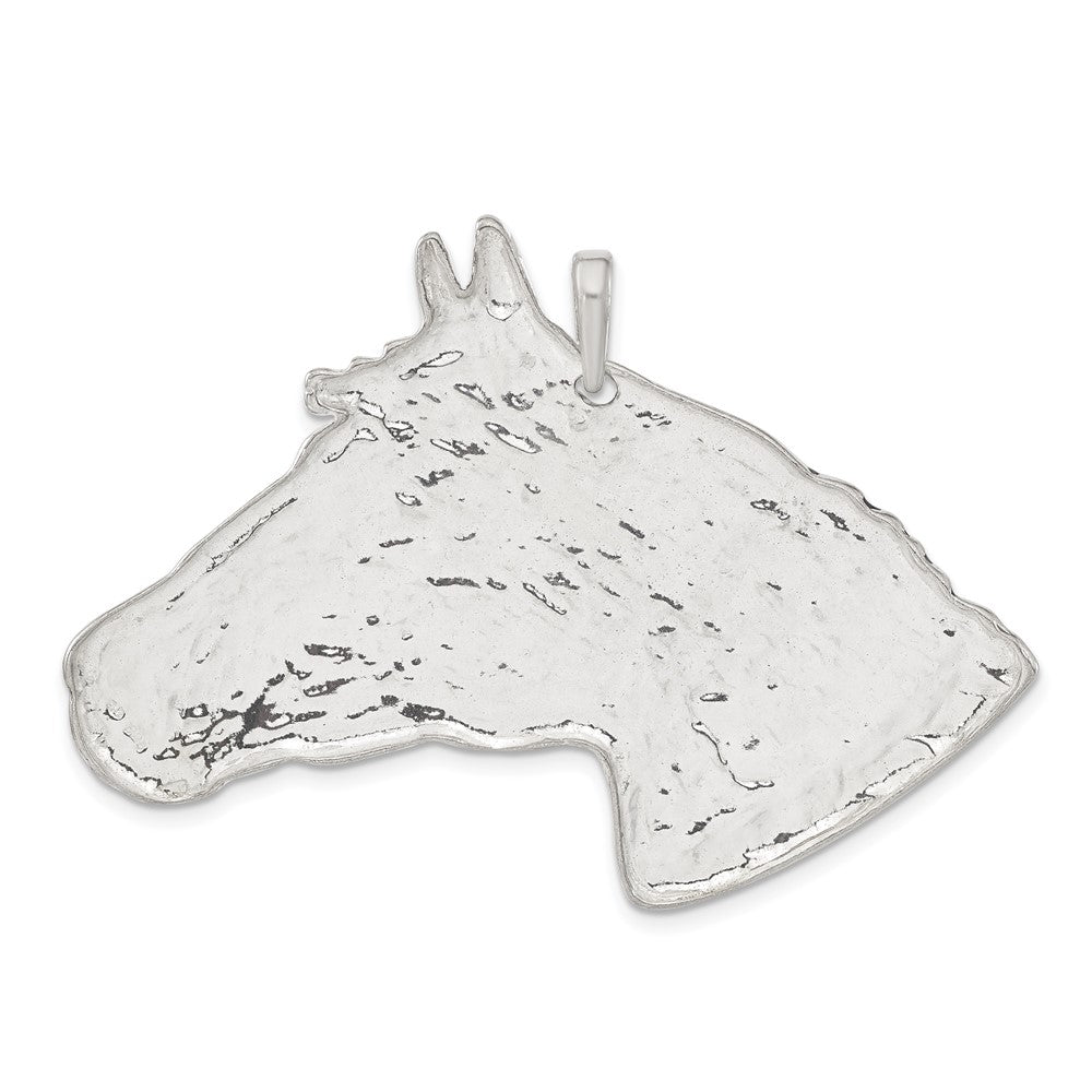 Sterling Silver Polished Enameled Horse Head Pendant