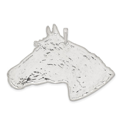 Sterling Silver Polished Enameled Horse Head Pendant