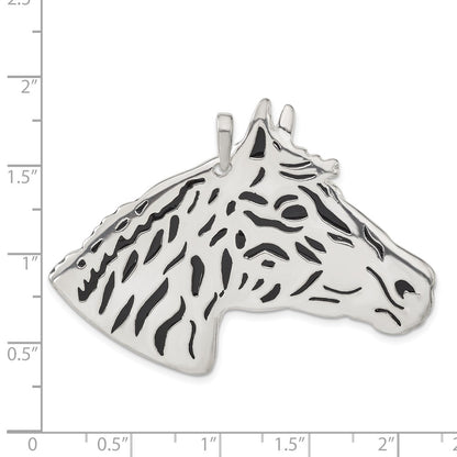 Sterling Silver Polished Enameled Horse Head Pendant