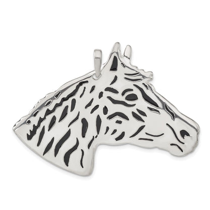 Sterling Silver Polished Enameled Horse Head Pendant