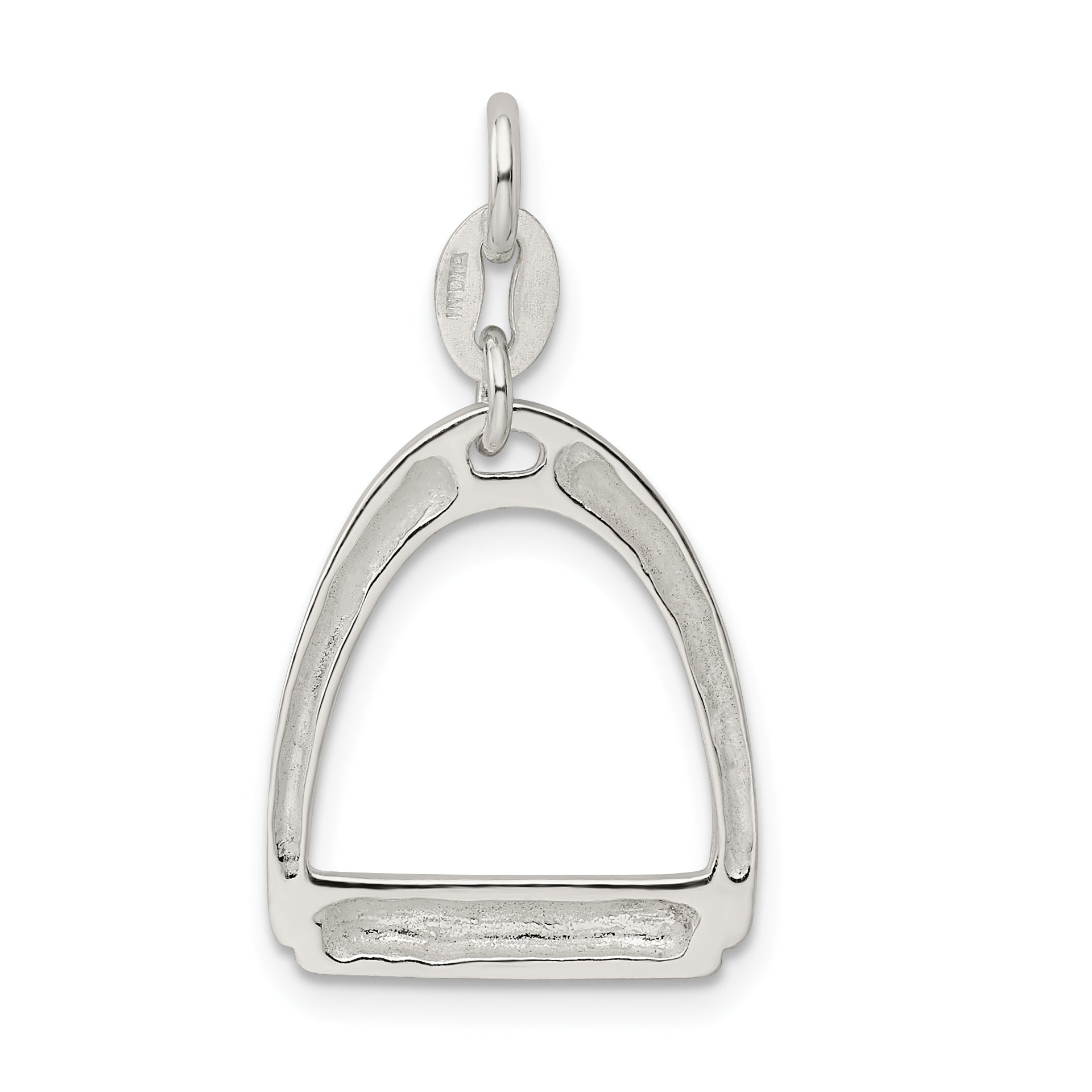 Sterling Silver Large Polished Horse Stirrup Charm