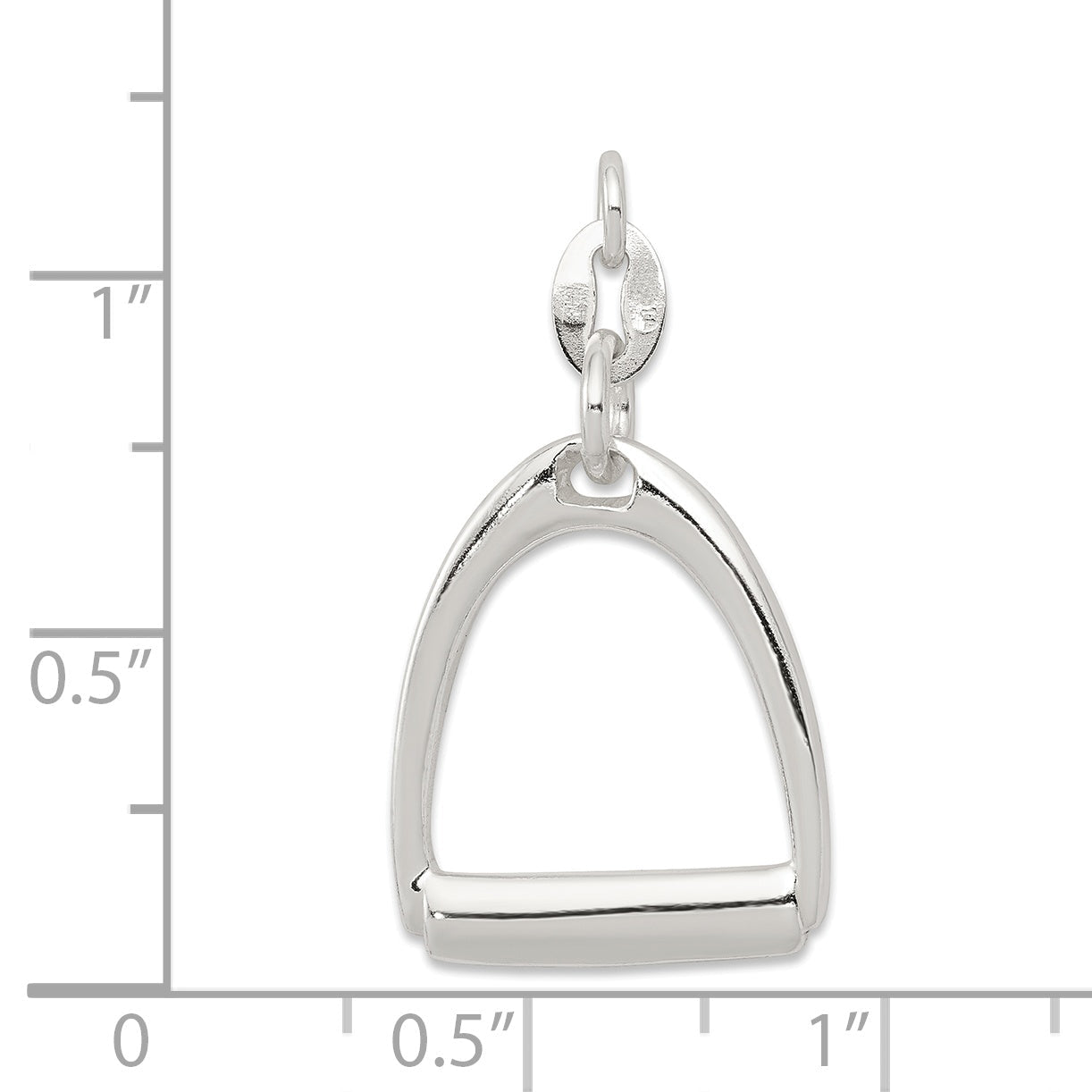 Sterling Silver Large Polished Horse Stirrup Charm