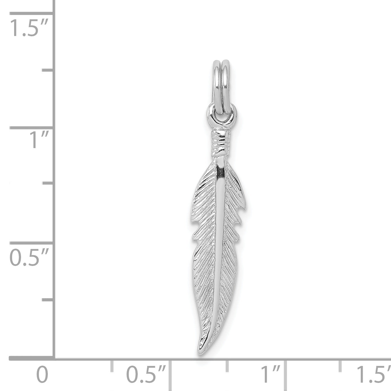 Sterling Silver Rhodium-Platedpolished Feather Charm