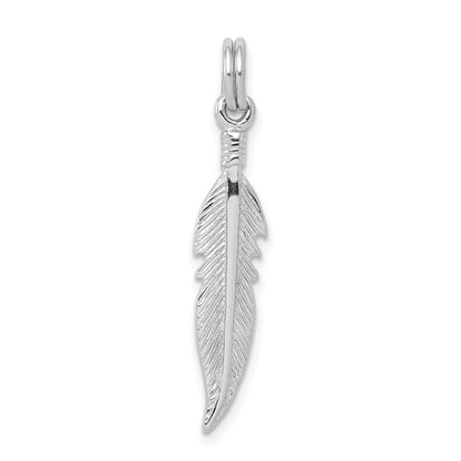 Sterling Silver Rhodium-Platedpolished Feather Charm