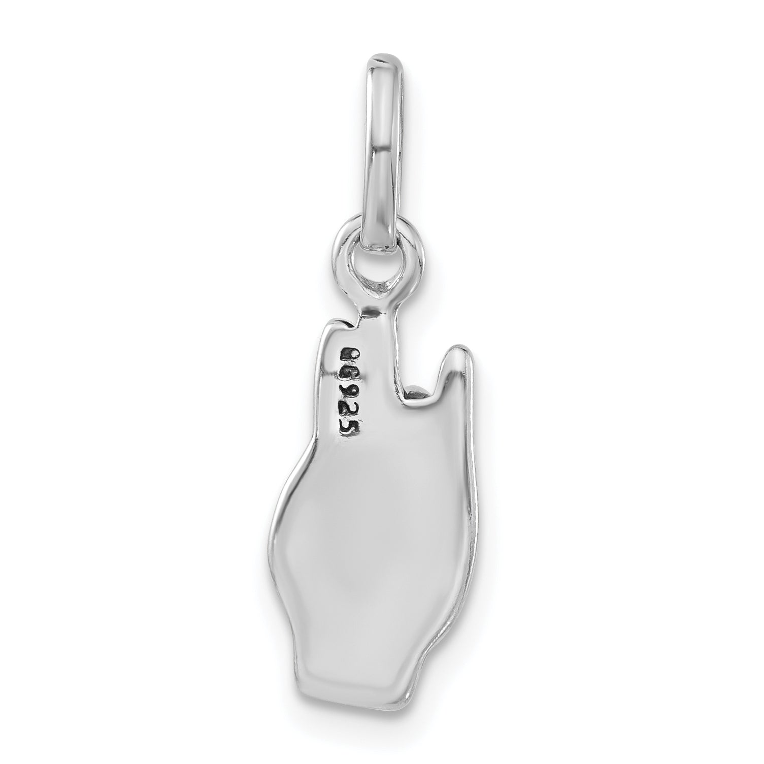 Sterling Silver Polished & Antiqued Sign Language Hand Symbol Charm