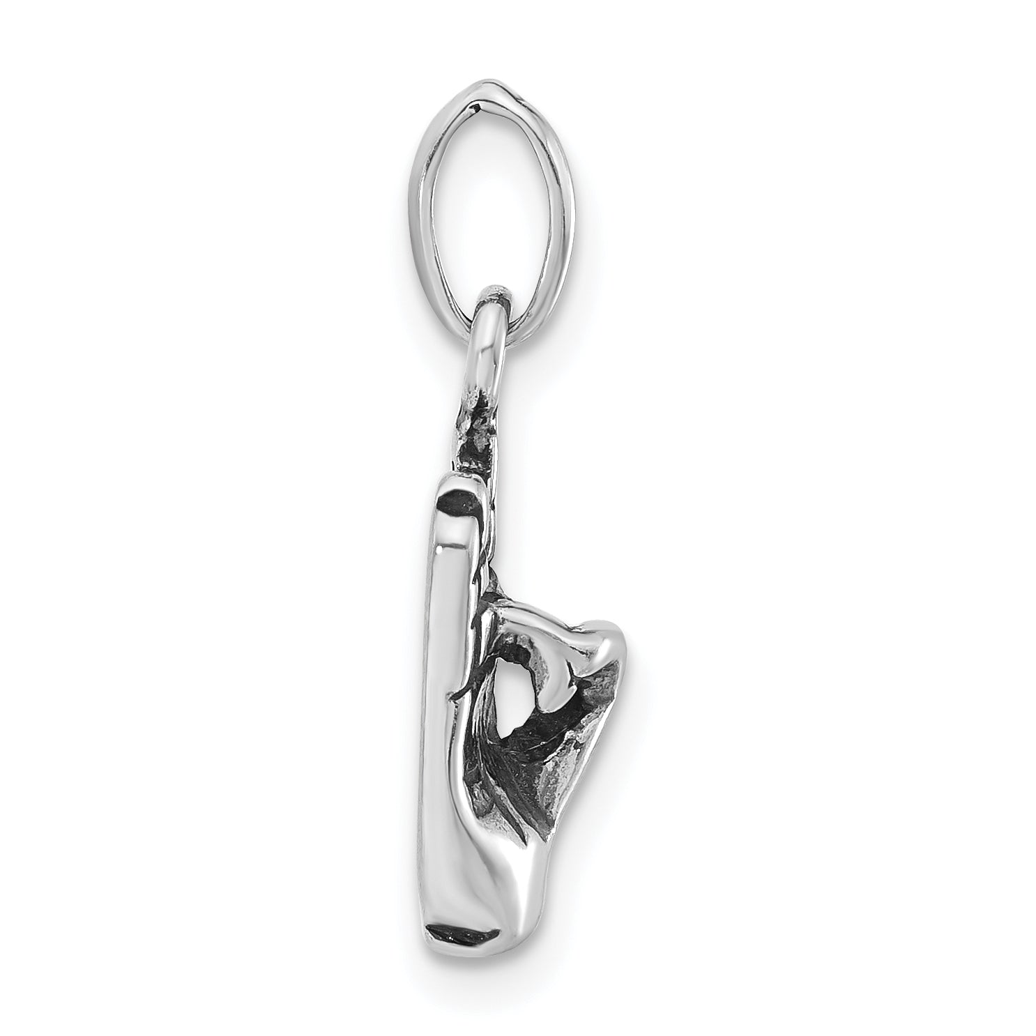 Sterling Silver Polished & Antiqued Sign Language Hand Symbol Charm