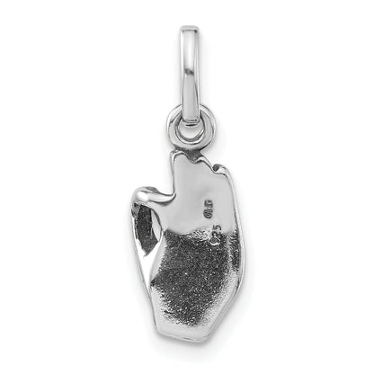 Sterling Silver Polished & Antiqued Sign Language Hand Symbol Charm