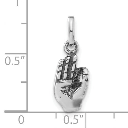 Sterling Silver Polished & Antiqued Sign Language Hand Symbol Charm