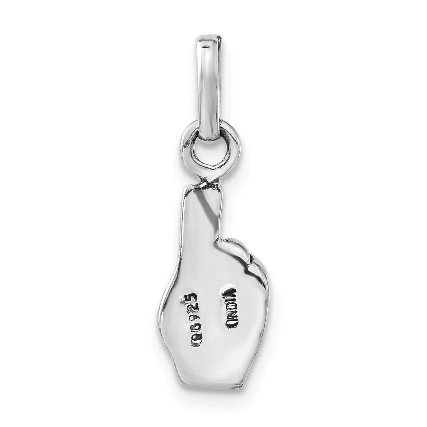 Sterling Silver Polished & Antiqued Sign Language Hand Symbol Charm
