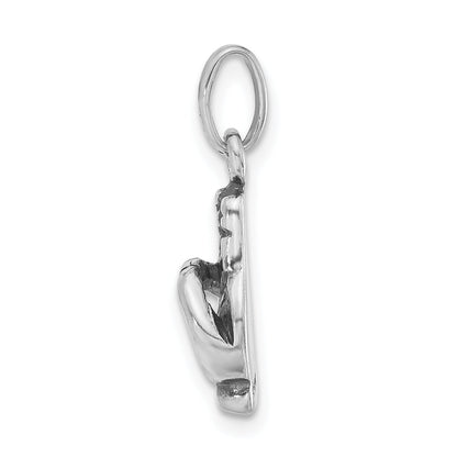Sterling Silver Polished & Antiqued Sign Language Hand Symbol Charm