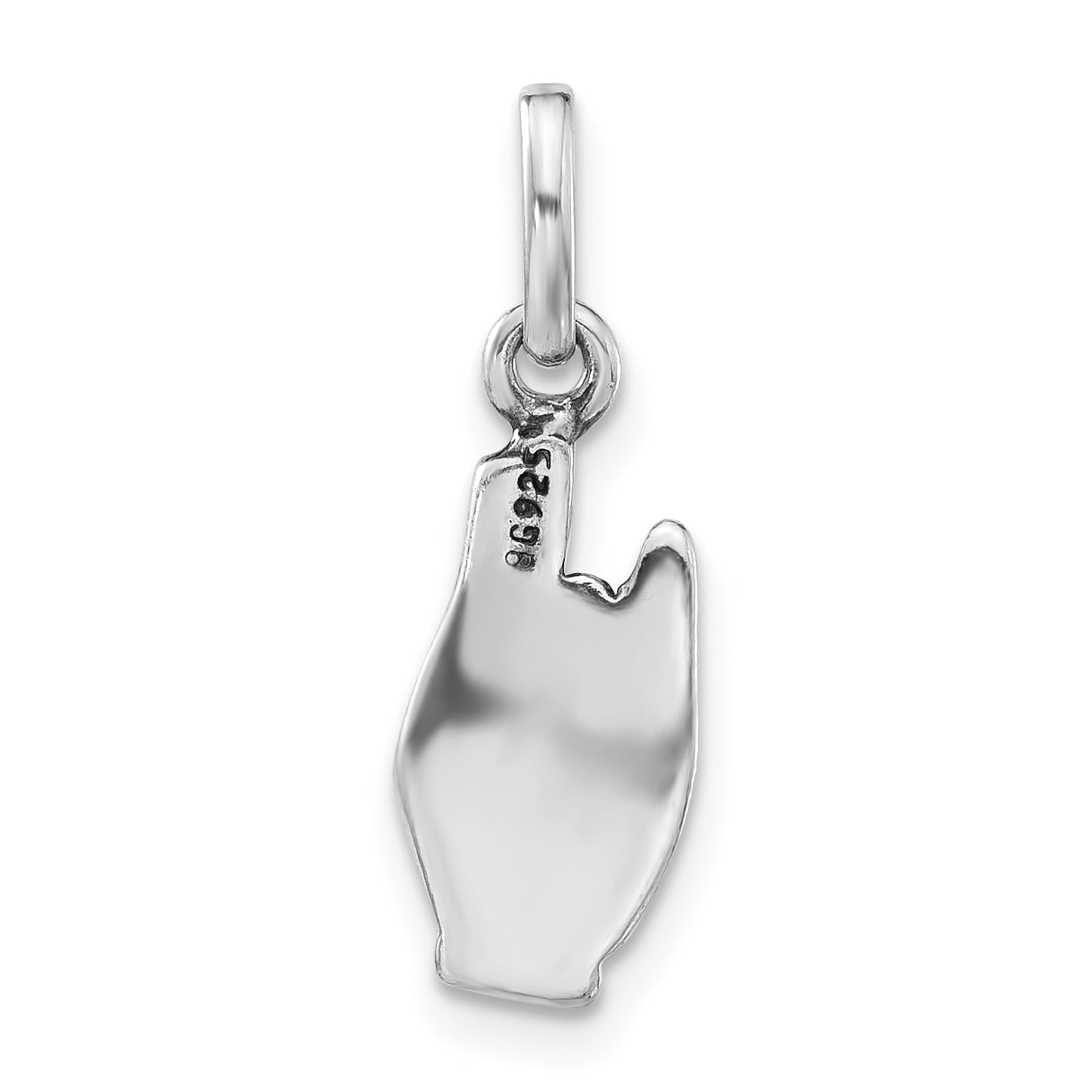 Sterling Silver Polished & Antiqued Sign Language Hand Symbol Charm