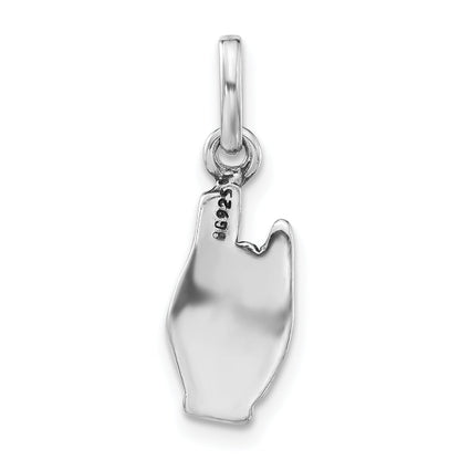 Sterling Silver Polished & Antiqued Sign Language Hand Symbol Charm