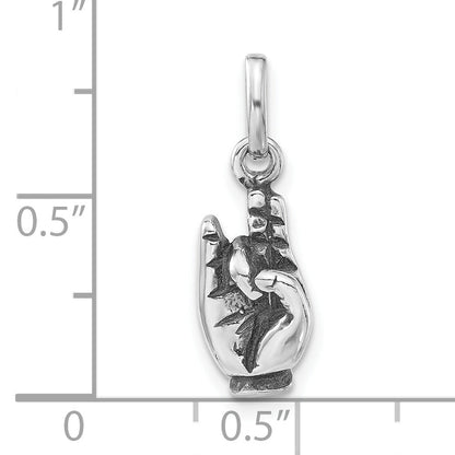 Sterling Silver Polished & Antiqued Sign Language Hand Symbol Charm