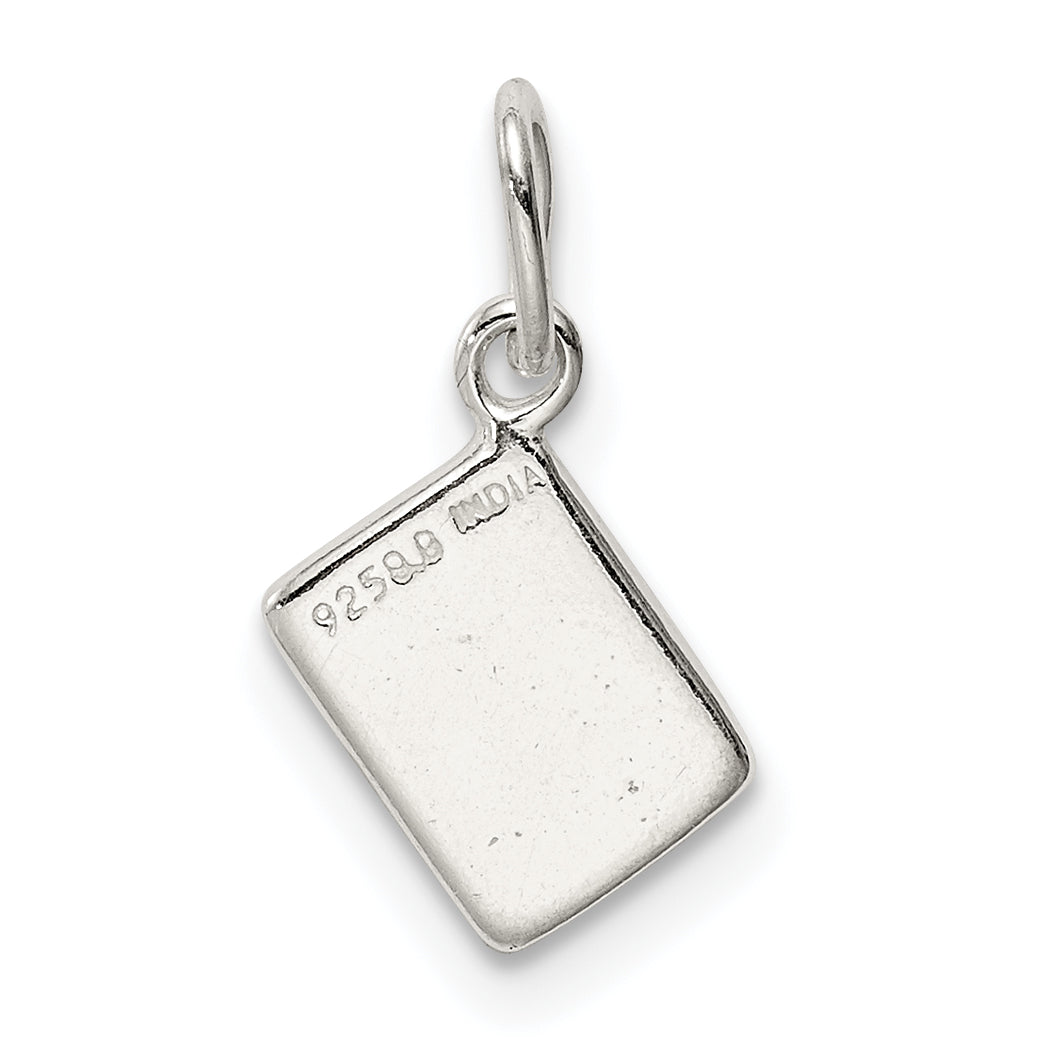 Sterling Silver Enameled Ace Of Spades Card Charm