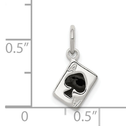 Sterling Silver Enameled Ace Of Spades Card Charm