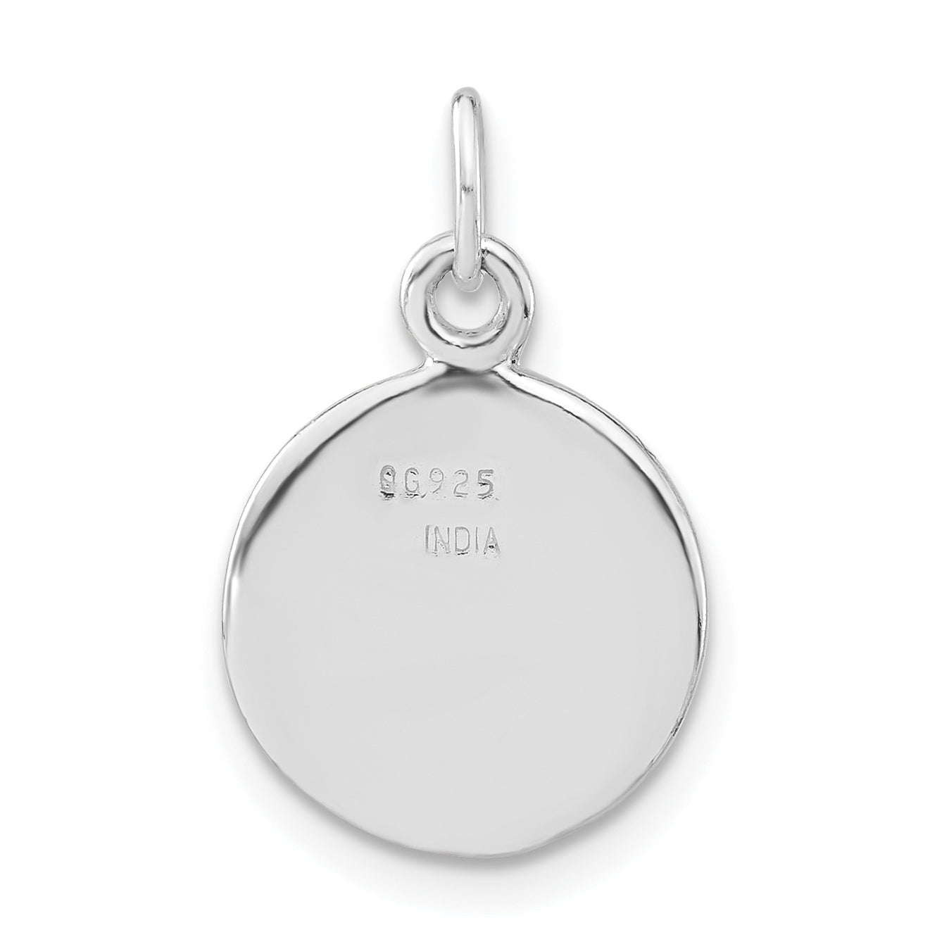 Sterling Silver Polished Black & White Enameled Poker Chip Charm