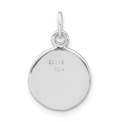 Sterling Silver Polished Black & White Enameled Poker Chip Charm