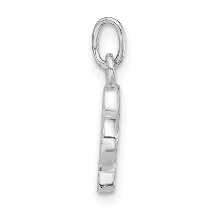 Sterling Silver Polished Black Enameled Club Charm