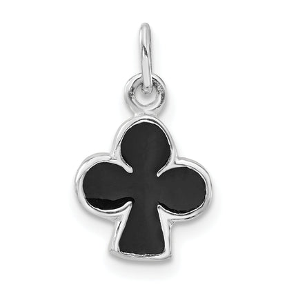 Sterling Silver Polished Black Enameled Club Charm
