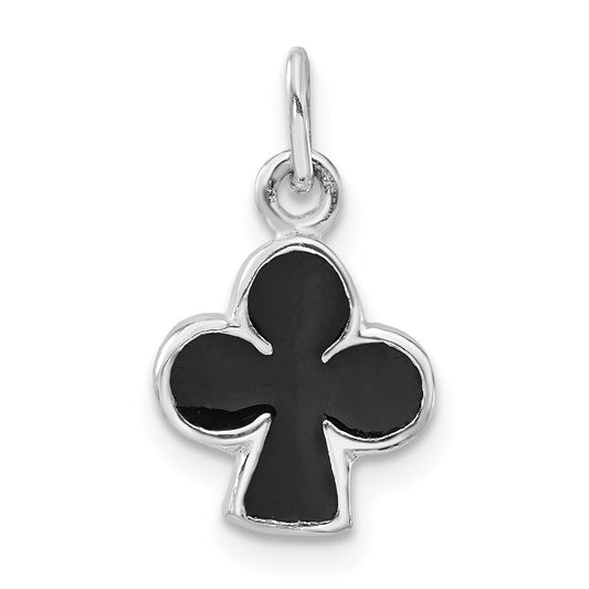 Sterling Silver Polished Black Enameled Club Charm