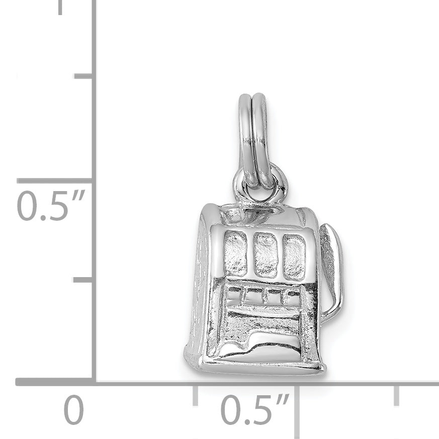 Sterling Silver Rhodium-Platedpolished Slot Machine Charm