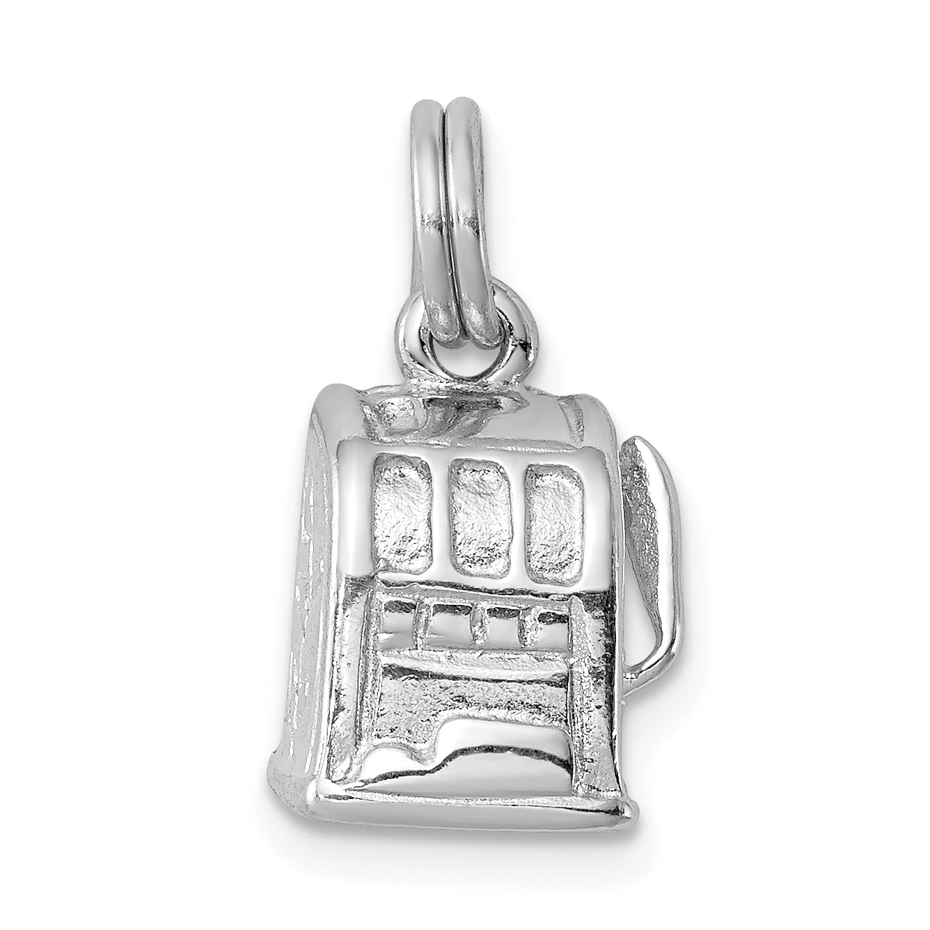 Sterling Silver Rhodium-Platedpolished Slot Machine Charm