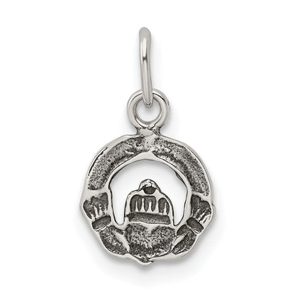 Sterling Silver Mini Antiqued Claddagh Charm
