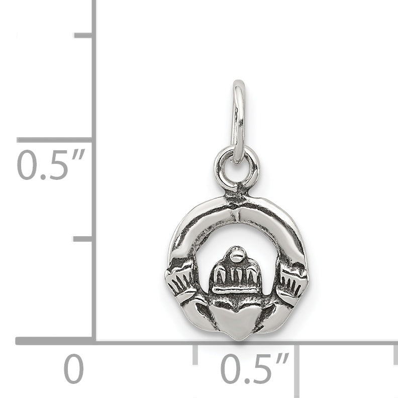 Sterling Silver Mini Antiqued Claddagh Charm