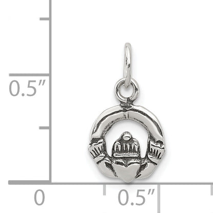 Sterling Silver Mini Antiqued Claddagh Charm