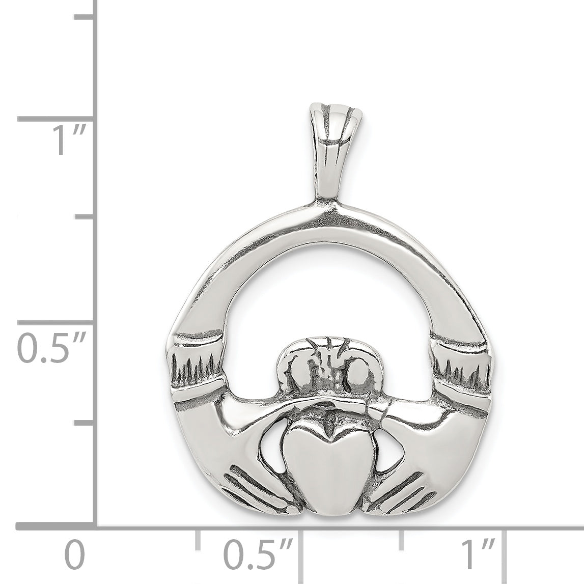 Sterling Silver Antiqued Claddagh Pendant