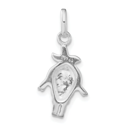 Sterling Silver Polished Enameled Orange Person Charm