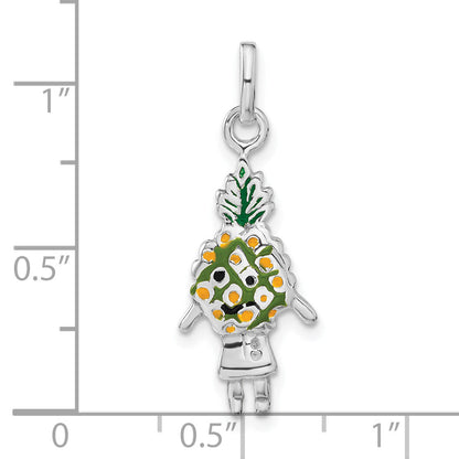 Sterling Silver Enameled Pineapple Person Charm