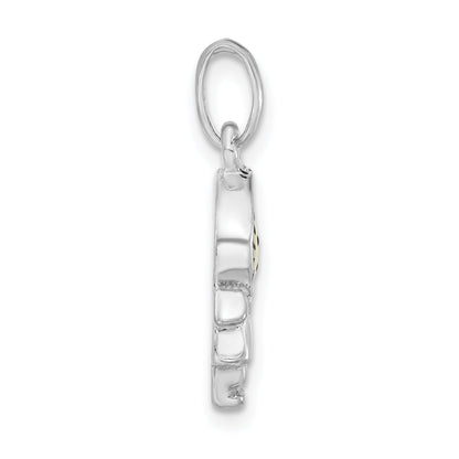 Sterling Silver Polished Enameled Kiwi Person Charm