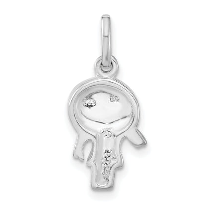 Sterling Silver Polished Enameled Kiwi Person Charm