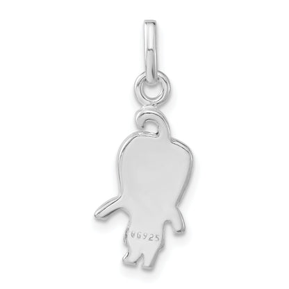 Sterling Silver Polished & Enameled Red Pepper Person Charm