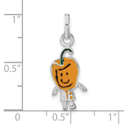 Sterling Silver Polished Enameled Yellow Pepper Person Charm